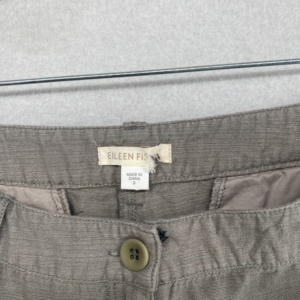 EILEEN FISHER Pants S Soft Cotton Canvas Chino Straight Cropped Cuff Detail Gray - Picture 5 of 14